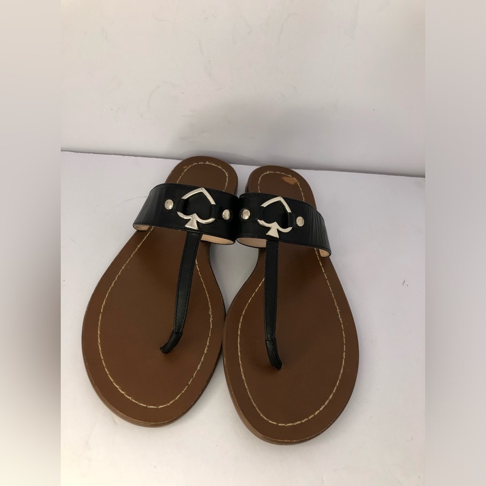 Kate Spade New York Chase Black Thong Leather Sandals Women's Size 8